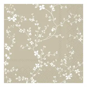 Chic Antique - Serviet - Blomster - 16x16 cm - Lys Latte