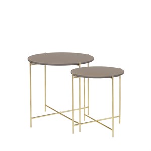 Cozy Living - Freja Glass Table - Cashmere - Messing - Sæt med 2 borde 