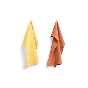 Image of HAY - Viskestykker/waffle tea towel (sæt med 2 stk.) - TERRACOTTA AND YELLOW