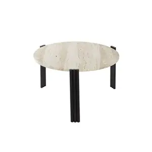 AYTM - Sofabord - Tribus Coffee Table - Black/Travertine - Ø60 cm