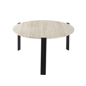 AYTM - Sofabord - Tribus Coffee Table - Black/Travertine - Ø80 cm