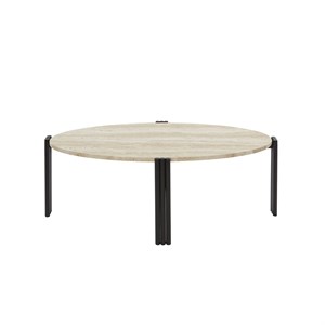 AYTM - Sofabord - Tribus Oval Coffee Table - Black/Travertine - 92 cm