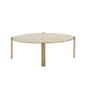 AYTM - Sofabord - Tribus Oval Coffee Table - Gold/Travertine - 92 cm