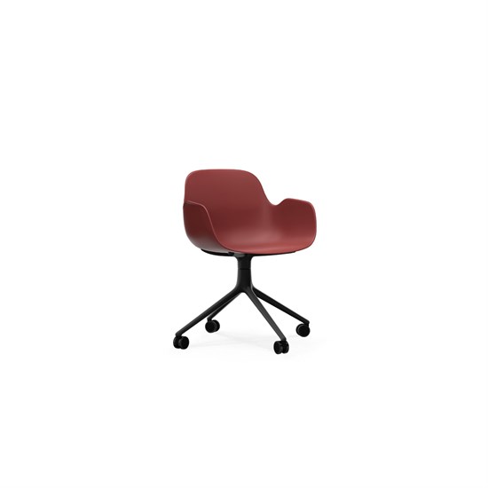 Normann Copenhagen stol - Form Armchair Swivel 4W sort alu/rød