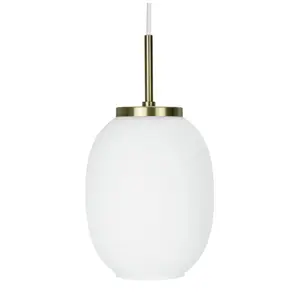 Dyberg Larsen - DL39 Mini Pendant lampe, hvid m. messing fatning
