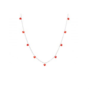 LULU Copenhagen - Halskæde - Love U - Sølv/Lipstick Red