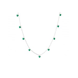 LULU Copenhagen - Halskæde - Love U - Sølv/Light Green