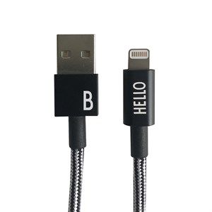 Image of Design Letters - IPhone oplader kabel - "B" - Sort/Hvid