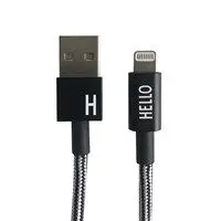Design Letters - IPhone oplader kabel - "H" - Sort/Hvid