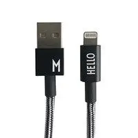 Design Letters - IPhone oplader kabel - "M" - Sort/Hvid