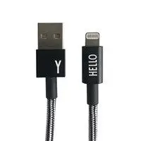 Design Letters - IPhone oplader kabel - "Y" - Sort/Hvid