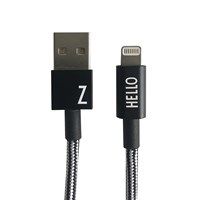 Design Letters - IPhone oplader kabel - "Z" - Sort/Hvid
