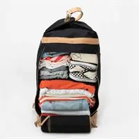 KAOS - Rygsæk, Weekend bag, Sort med læder, 40 Liter,  28x50x28 cm
