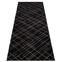 Tica Copenhagen - Smudsmåtte - Lines - Sort/Sand - 67x200 cm