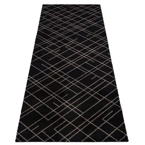 Tica Copenhagen - Smudsmåtte - Lines - Sort/Sand - 67x200 cm
