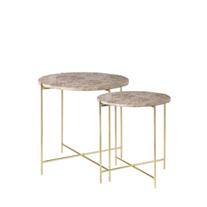 Cozy Living - Freja Marble Table - Caramel/Brass - Set of 2