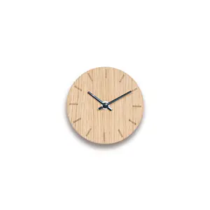 Hemverk - Vægur - Lys Eg - Ø12 cm - Sorte visere