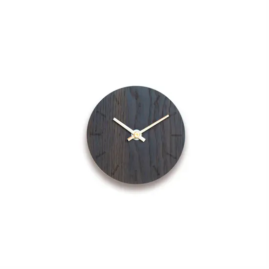 Hemverk - Vægur - Mørk eg - Ø12 cm - Kobber visere