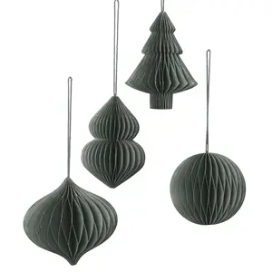 Broste Copenhagen - Papirjulepynt - Christmas Mix - Thyme - Sæt af 4 stk.