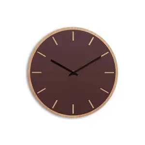 Hemverk - Vægur - Lys Eg/Burgundy - Sorte visere - Ø38 cm