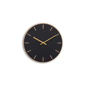 Hemverk - Vægur - Lys Eg/Sort - Guld visere - Ø28 cm