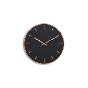 Hemverk - Vægur - Lys Eg/Sort - Kobber visere - Ø28 cm