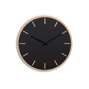 Hemverk - Vægur - Lys Eg/Sort - Sorte visere - Ø38 cm