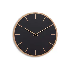 Hemverk - Vægur - Lys Eg/Sort - Kobber visere - Ø38 cm