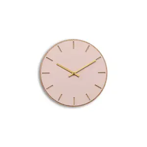 Hemverk - Vægur - Lys Eg/Powder Dusty Rose - Guld visere - Ø28 cm