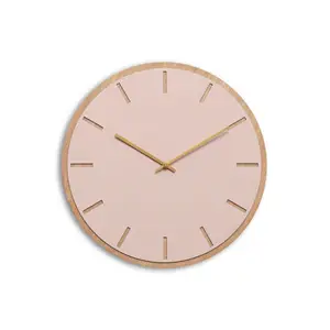 Hemverk - Vægur - Lys Eg/Powder Dusty Rose - Guld visere - Ø38 cm