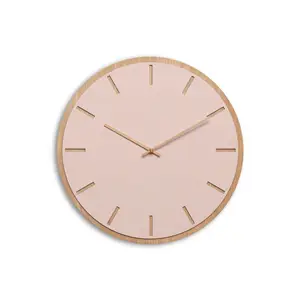 Hemverk - Vægur - Lys Eg/Powder Dusty Rose - Kobber visere - Ø38 cm