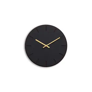 Hemverk - Vægur - Mørk Eg/Sort - Guld visere - Ø28 cm