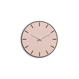 Hemverk - Vægur - Mørk Eg/Powder Dusty Rose - Sølv visere - Ø28 cm