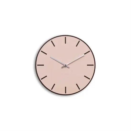 Hemverk - Vægur - Mørk Eg/Powder Dusty Rose - Sølv visere - Ø28 cm