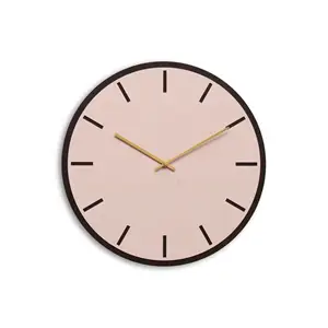 Hemverk - Vægur - Mørk Eg/Powder Dusty Rose - Guld visere - Ø38 cm