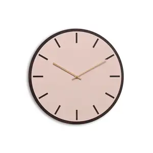 Hemverk - Vægur - Mørk Eg/Powder Dusty Rose - Kobber visere - Ø38 cm