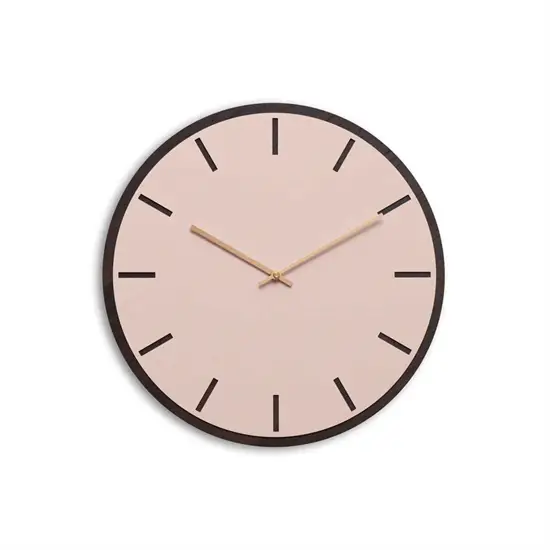 Hemverk - Vægur - Mørk Eg/Powder Dusty Rose - Kobber visere - Ø38 cm