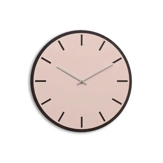 Hemverk - Vægur - Mørk Eg/Powder Dusty Rose - Sølv visere - Ø38 cm