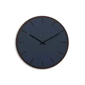 Hemverk - Vægur - Mørk Eg/Smokey Blue - Sorte visere - Ø38 cm