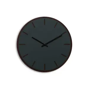 Hemverk - Vægur - Mørk Eg/Conifer Grøn - Sorte visere - Ø38 cm