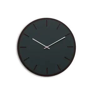 Hemverk - Vægur - Mørk Eg/Conifer Grøn - Sølv visere - Ø38 cm