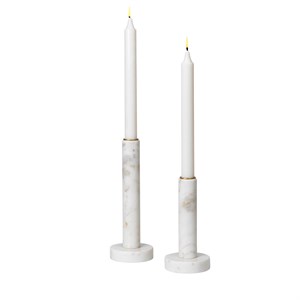 Cozy Living - Dagny Marble candle holders - White - Set of 2