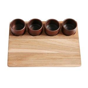 Image of Muubs - serveringssæt i Terrakotta + teak - natur