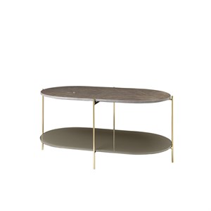 Cozy Living - Siff Oval Marble Coffee Table - Toffee Brown/Brass
