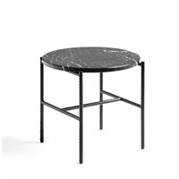 HAY - Rebar side table, soft black/steel marble ø45