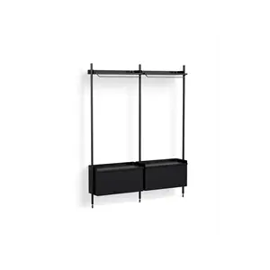 Hay - Reol - Pier System 1002 - 2 kolonner - Sort - 162 X 34 X 209 cm