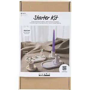 Creativ Company - Start DIY Kit Resin Støbning, blå, lys pink, hvid, Lysestager og fade, 1 pk.