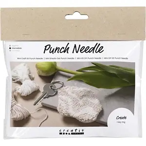 Creativ Company - Mini DIY Kit Punch Needle , beige, Nøglevedhæng, 1 pk.