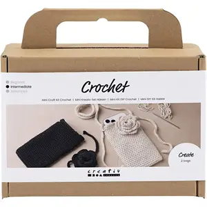 Creativ Company - Mini DIY Kit Hækle, Taske med rose, 1 pk.