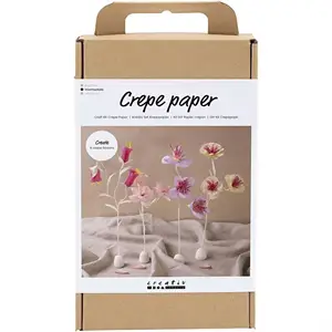 Creativ Company - DIY Kit Crepepapir, pastelfarver, Blomst, 1 pk.